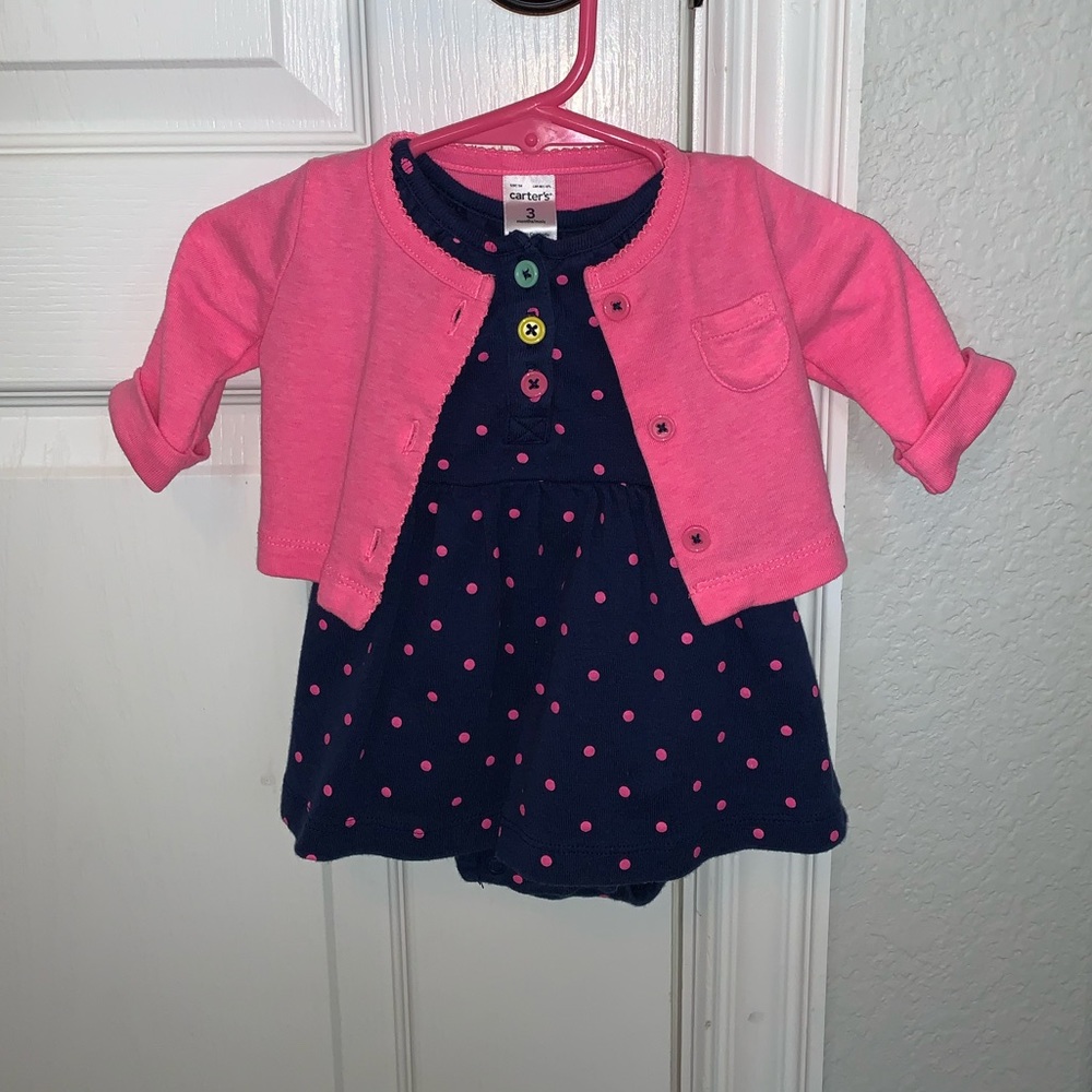 Carters 3-6 month Dress & Cardigan